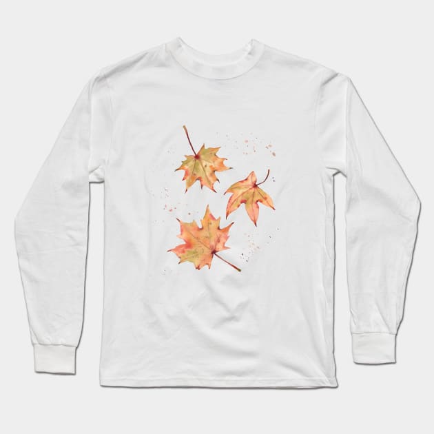 Fall leaves painting Long Sleeve T-Shirt by InnaPatiutko